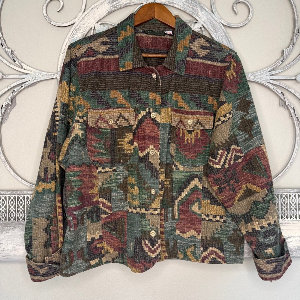 Aztec Pattern Button-Up Jacket in Multi-Color